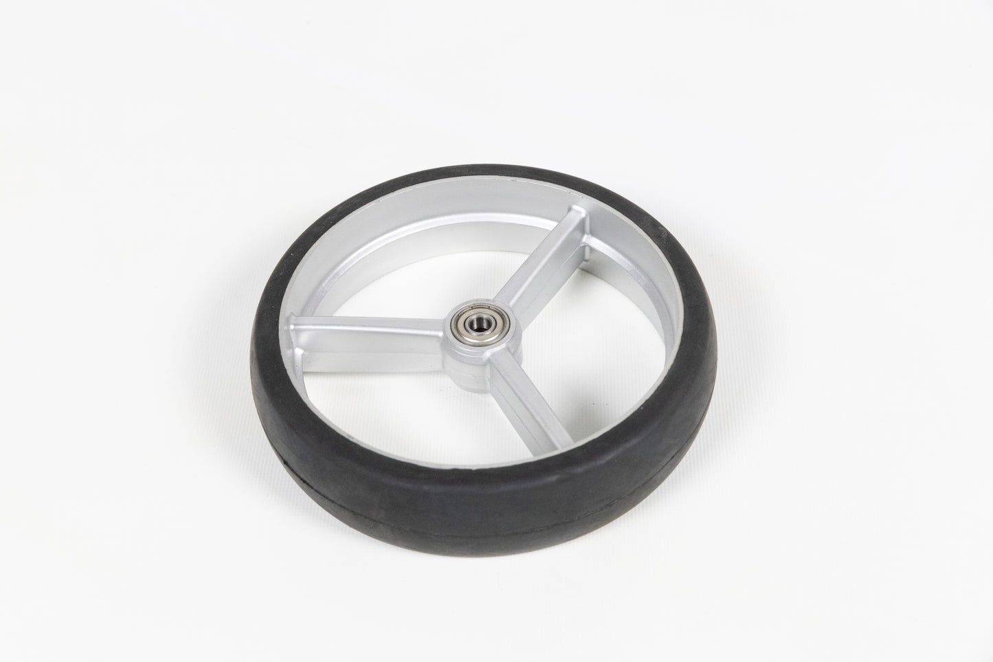 Roue petite complète (rayons fins droits, acier inoxydable <tc>look</tc>, dernière version)